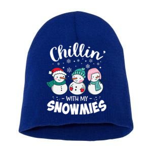 Chillin With My Snowmie Christmas Snow Teacher Snow Cool Gift Short Acrylic Beanie