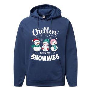 Chillin With My Snowmie Christmas Snow Teacher Snow Cool Gift Performance Fleece Hoodie