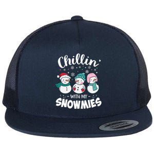 Chillin With My Snowmie Christmas Snow Teacher Snow Cool Gift Flat Bill Trucker Hat