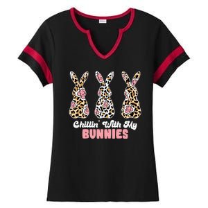 Chillin With My Bunnies Easter Cute Ladies Halftime Notch Neck Tee