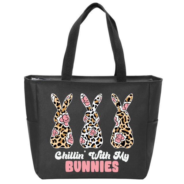 Chillin With My Bunnies Easter Cute Zip Tote Bag