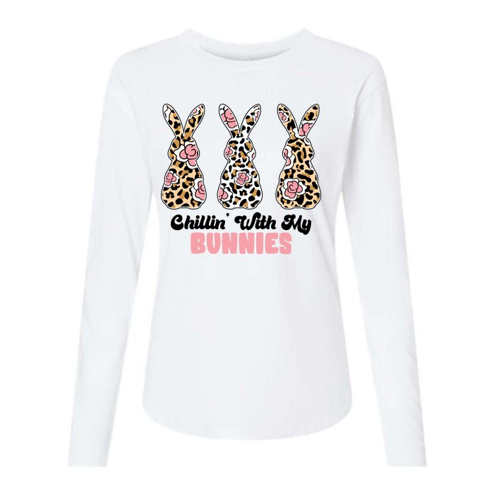 Chillin With My Bunnies Easter Cute Womens Cotton Relaxed Long Sleeve T-Shirt