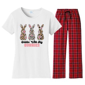 Chillin With My Bunnies Easter Cute Women's Flannel Pajama Set