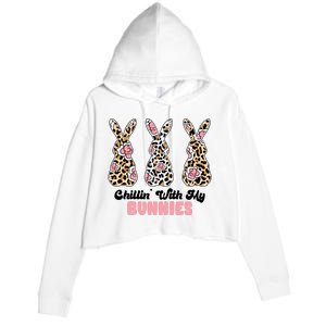 Chillin With My Bunnies Easter Cute Crop Fleece Hoodie