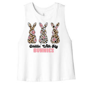 Chillin With My Bunnies Easter Cute Women's Racerback Cropped Tank