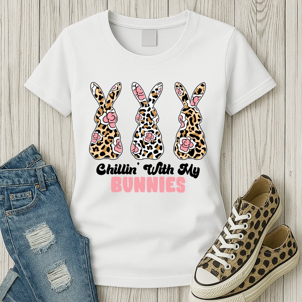 Chillin With My Bunnies Easter Cute Womens T-Shirt