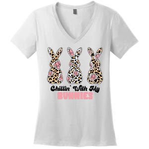 Chillin With My Bunnies Easter Cute Women's V-Neck T-Shirt