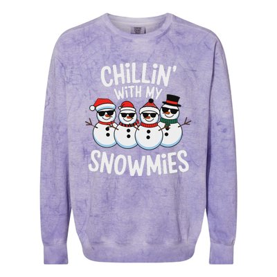 Chillin With My Snowmies Funny Snowman Christmas Colorblast Crewneck Sweatshirt