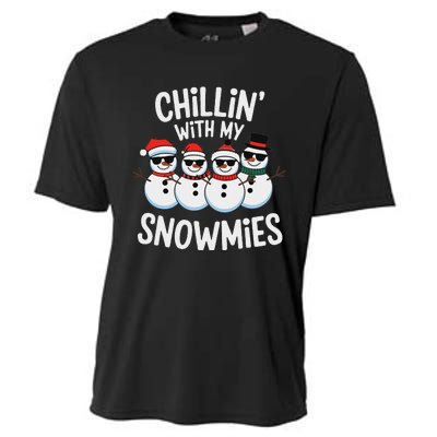 Chillin With My Snowmies Funny Snowman Christmas Cooling Performance Crew T-Shirt