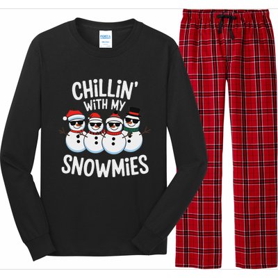 Chillin With My Snowmies Funny Snowman Christmas Long Sleeve Pajama Set