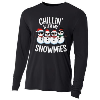 Chillin With My Snowmies Funny Snowman Christmas Cooling Performance Long Sleeve Crew