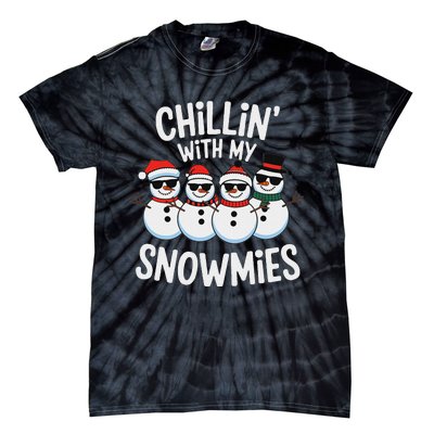 Chillin With My Snowmies Funny Snowman Christmas Tie-Dye T-Shirt