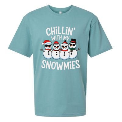 Chillin With My Snowmies Funny Snowman Christmas Sueded Cloud Jersey T-Shirt