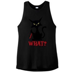 Cat What Murderous Black Cat With Knife Halloween Costume Gift Ladies PosiCharge Tri-Blend Wicking Tank