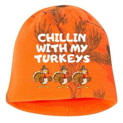 Chillin With My Turkeys Funny Thanksgiving Kati - Camo Knit Beanie