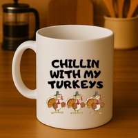 Chillin With My Turkeys Funny Thanksgiving Mug