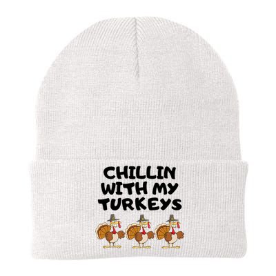 Chillin With My Turkeys Funny Thanksgiving Knit Cap Winter Beanie