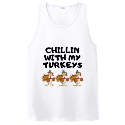 Chillin With My Turkeys Funny Thanksgiving PosiCharge Competitor Tank