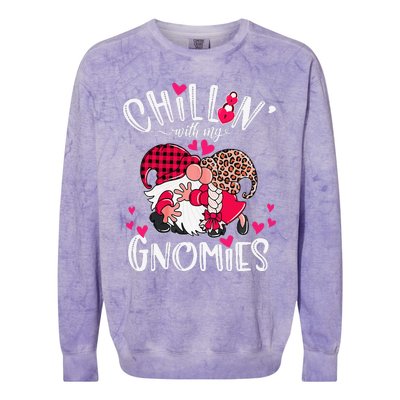 Chillin With My Gnomies Happy Valentines Day Gnomes Couples Colorblast Crewneck Sweatshirt