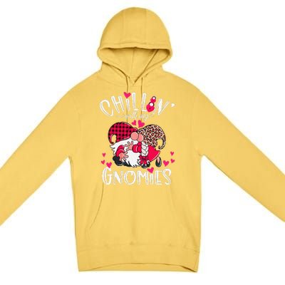 Chillin With My Gnomies Happy Valentines Day Gnomes Couples Premium Pullover Hoodie