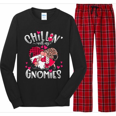 Chillin With My Gnomies Happy Valentines Day Gnomes Couples Long Sleeve Pajama Set