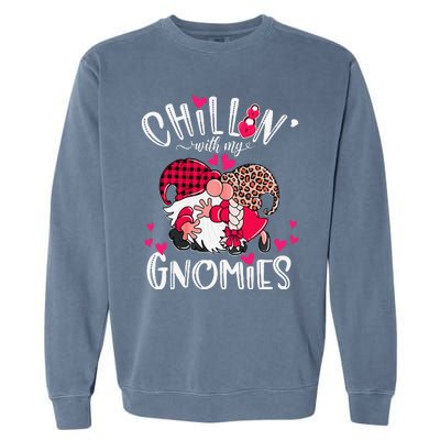 Chillin With My Gnomies Happy Valentines Day Gnomes Couples Garment-Dyed Sweatshirt