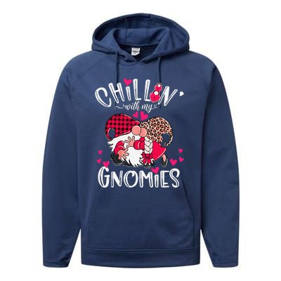 Chillin With My Gnomies Happy Valentines Day Gnomes Couples Performance Fleece Hoodie