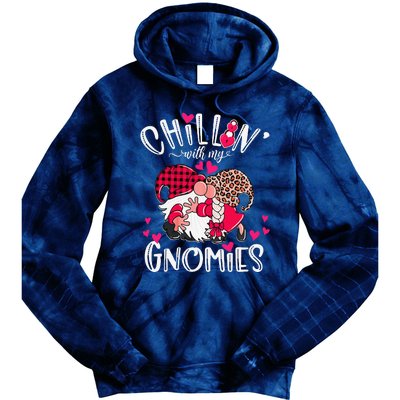 Chillin With My Gnomies Happy Valentines Day Gnomes Couples Tie Dye Hoodie