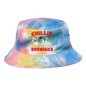 Chillin With My Snowmies Ugly Funny Snowman Christmas  Tie Dye Newport Bucket Hat