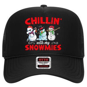 Chillin With My Snowmies Ugly Funny Snowman Christmas  High Crown Mesh Back Trucker Hat