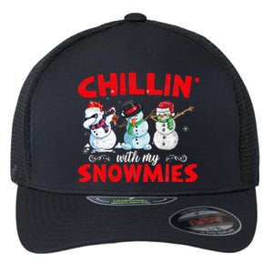 Chillin With My Snowmies Ugly Funny Snowman Christmas  Flexfit Unipanel Trucker Cap