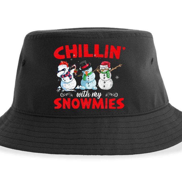 Chillin With My Snowmies Ugly Funny Snowman Christmas  Sustainable Bucket Hat