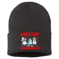 Chillin With My Snowmies Ugly Funny Snowman Christmas  Sustainable Knit Beanie