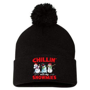 Chillin With My Snowmies Ugly Funny Snowman Christmas  Pom Pom 12in Knit Beanie