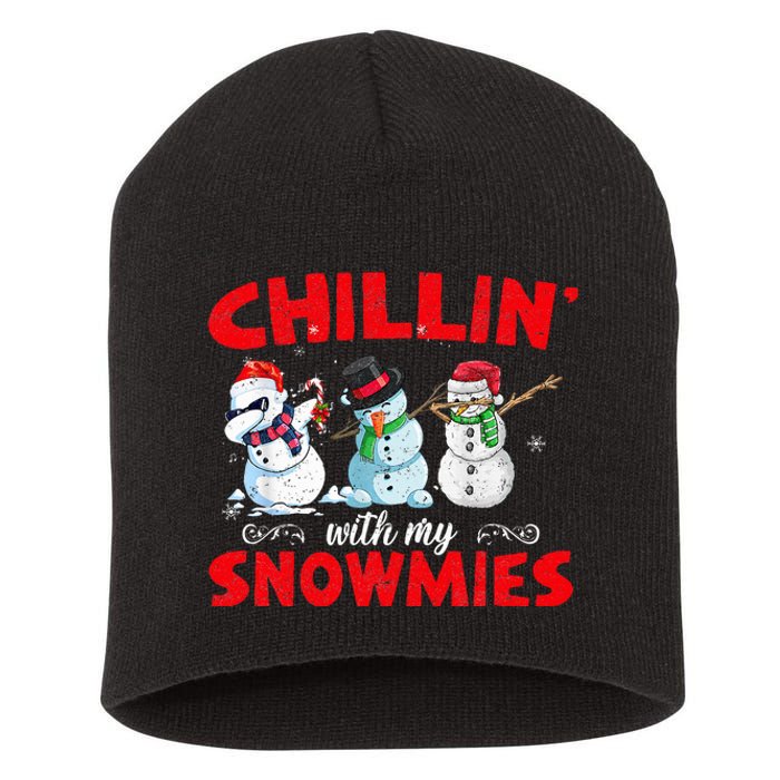 Chillin With My Snowmies Ugly Funny Snowman Christmas  Short Acrylic Beanie