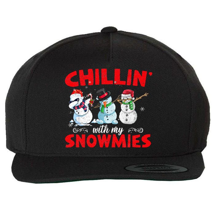 Chillin With My Snowmies Ugly Funny Snowman Christmas  Wool Snapback Cap