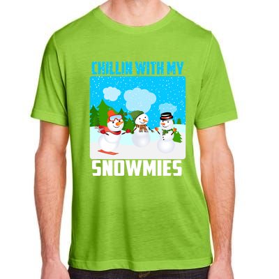 Chillin With My Snowmies Winter Christmas Scene Gift Adult ChromaSoft Performance T-Shirt