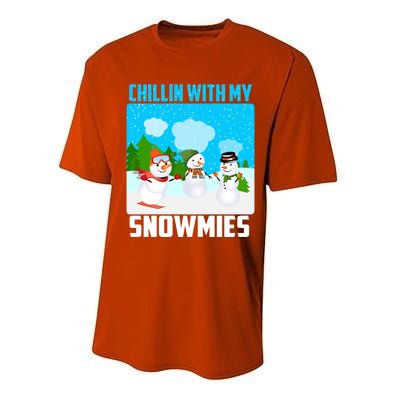 Chillin With My Snowmies Winter Christmas Scene Gift Performance Sprint T-Shirt