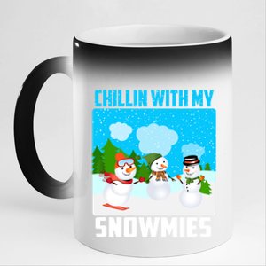 Chillin With My Snowmies Winter Christmas Scene Gift 11oz Black Color Changing Mug