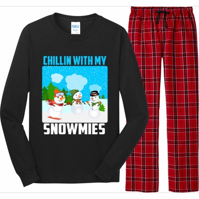 Chillin With My Snowmies Winter Christmas Scene Gift Long Sleeve Pajama Set