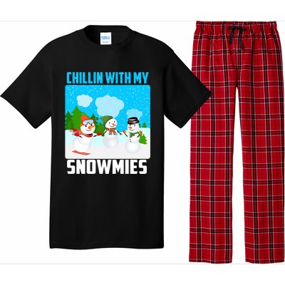 Chillin With My Snowmies Winter Christmas Scene Gift Pajama Set