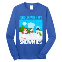 Chillin With My Snowmies Winter Christmas Scene Gift Long Sleeve Shirt