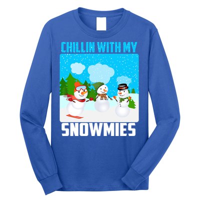 Chillin With My Snowmies Winter Christmas Scene Gift Long Sleeve Shirt