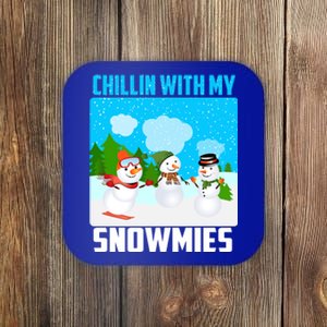 Chillin With My Snowmies Winter Christmas Scene Gift Coaster