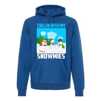 Chillin With My Snowmies Winter Christmas Scene Gift Premium Hoodie