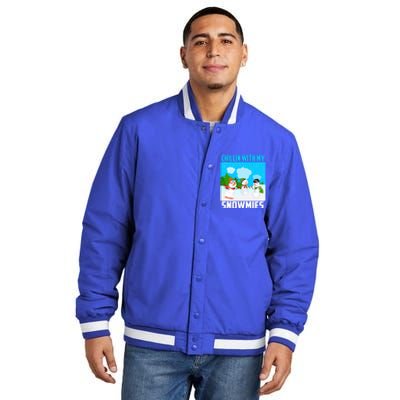 Chillin With My Snowmies Winter Christmas Scene Gift Insulated Varsity Jacket