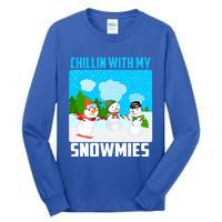 Chillin With My Snowmies Winter Christmas Scene Gift Tall Long Sleeve T-Shirt