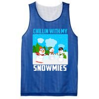 Chillin With My Snowmies Winter Christmas Scene Gift Mesh Reversible Basketball Jersey Tank