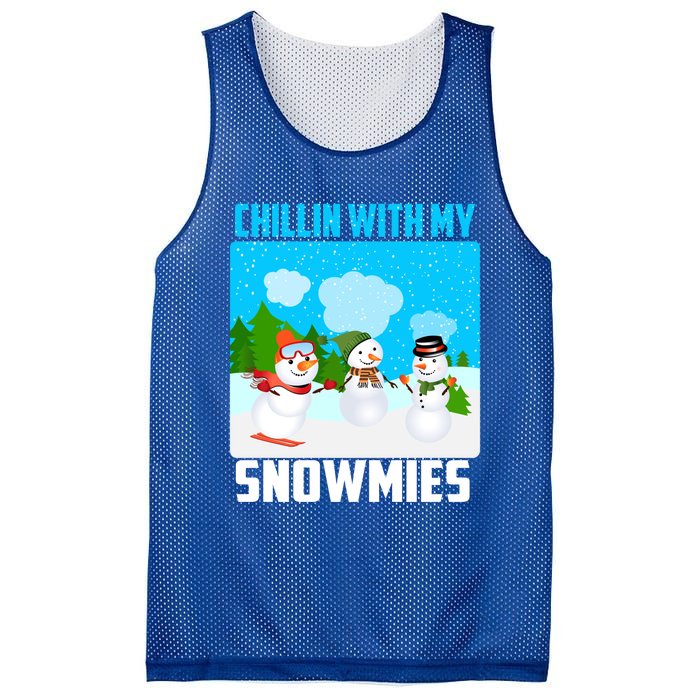 Chillin With My Snowmies Winter Christmas Scene Gift Mesh Reversible Basketball Jersey Tank