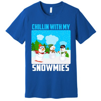 Chillin With My Snowmies Winter Christmas Scene Gift Premium T-Shirt